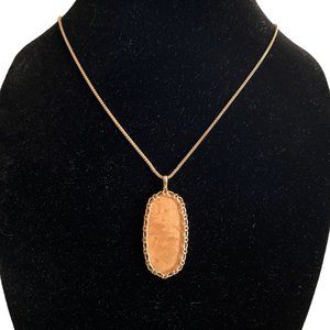 NWT Kendra Scott Macramé Reid Statement Necklace in Blush Wood 14k Rose …